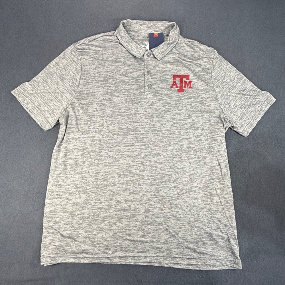 NEW Men's Fanatics XXL Texas A&M Aggies Polo Shirt Gray Heather Performance Golf